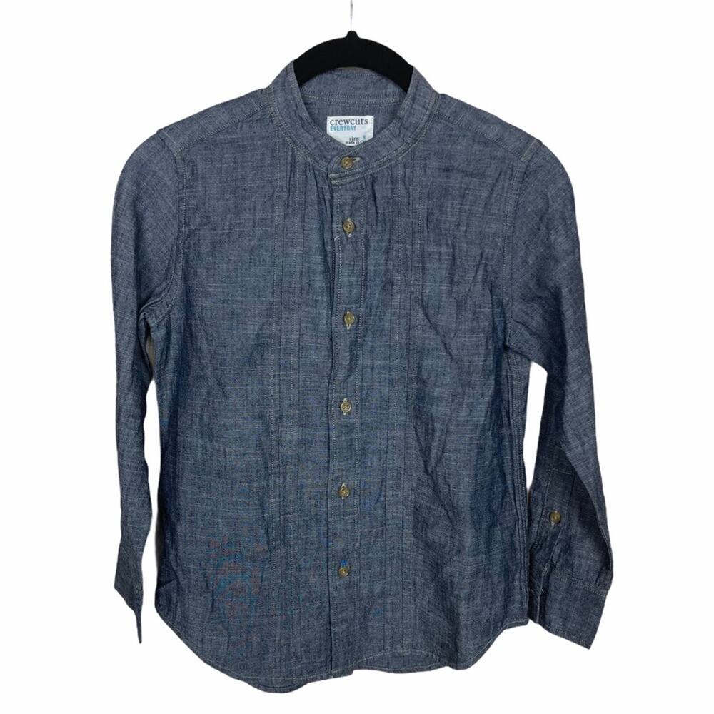 Crewcuts Chambray Band Collar Shirt Indigo 8 Boy